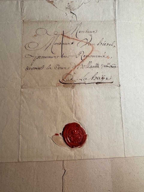 ASSON, D'; VAN HEESEL Twee uitvoerige brieven van de graaf D'Asson, d.d. Mechelen en Spa 1789, aan de Haagse procureur Van Heesel, 6 p.