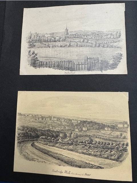 ENGLAND, original pencil drawings--- Collection of 51 original pencildrawings on board, each 10x15 cm. attractive artisitic landscapes of English towns and countryside. Unfortunately unsigned. mid to late 19th century or perhaps very early 20th century, p
