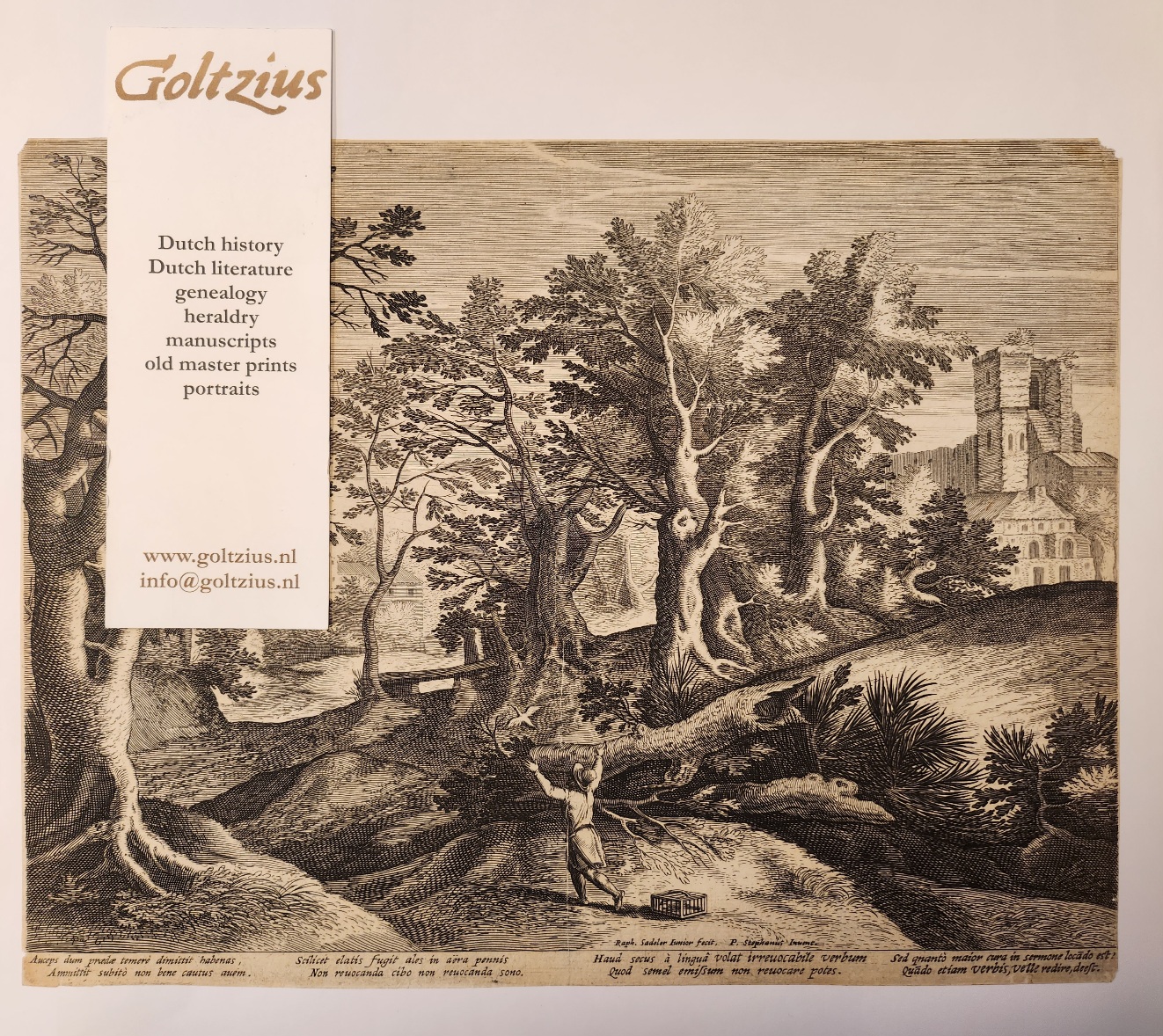 Sadeler, Raphael II (1584-1632) after Stevens, Pieter II (ca. 1567-1626/32) Landscape with birdcatcher