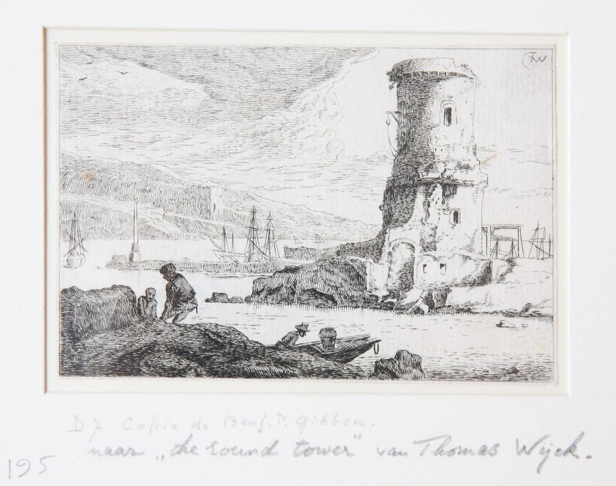 A Harbour with a round tower [set: Landscape scenes with ruins] (haven met ronde toren).