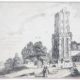 Dilapidated church-tower surrounded by houses [Set title: Amenissimae aliquot regiunculae... (4th volume)]/Kerktoren met huizen.