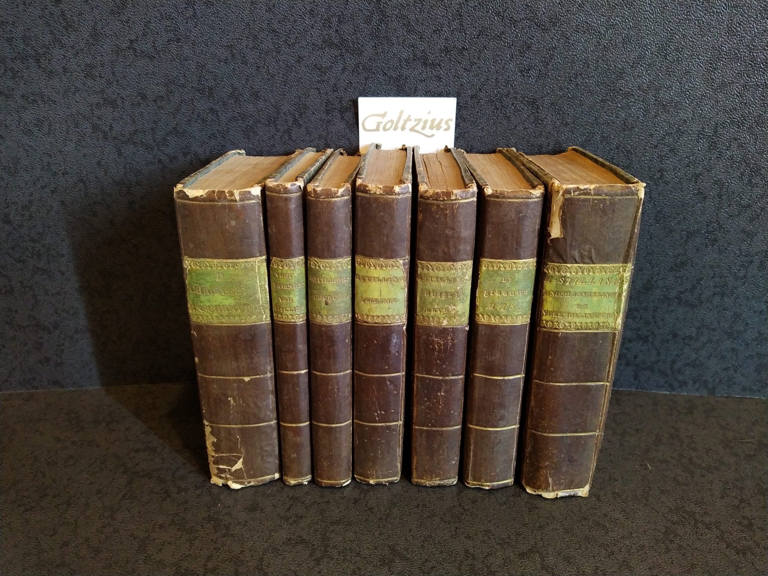 STILLING, HENDRIK, Lovely set of 7 books concerning Hendrik Stilling, including: Hendrik Stillings Huislijk Leven, Leerjaren, Ouderdom and De Grauwe Man