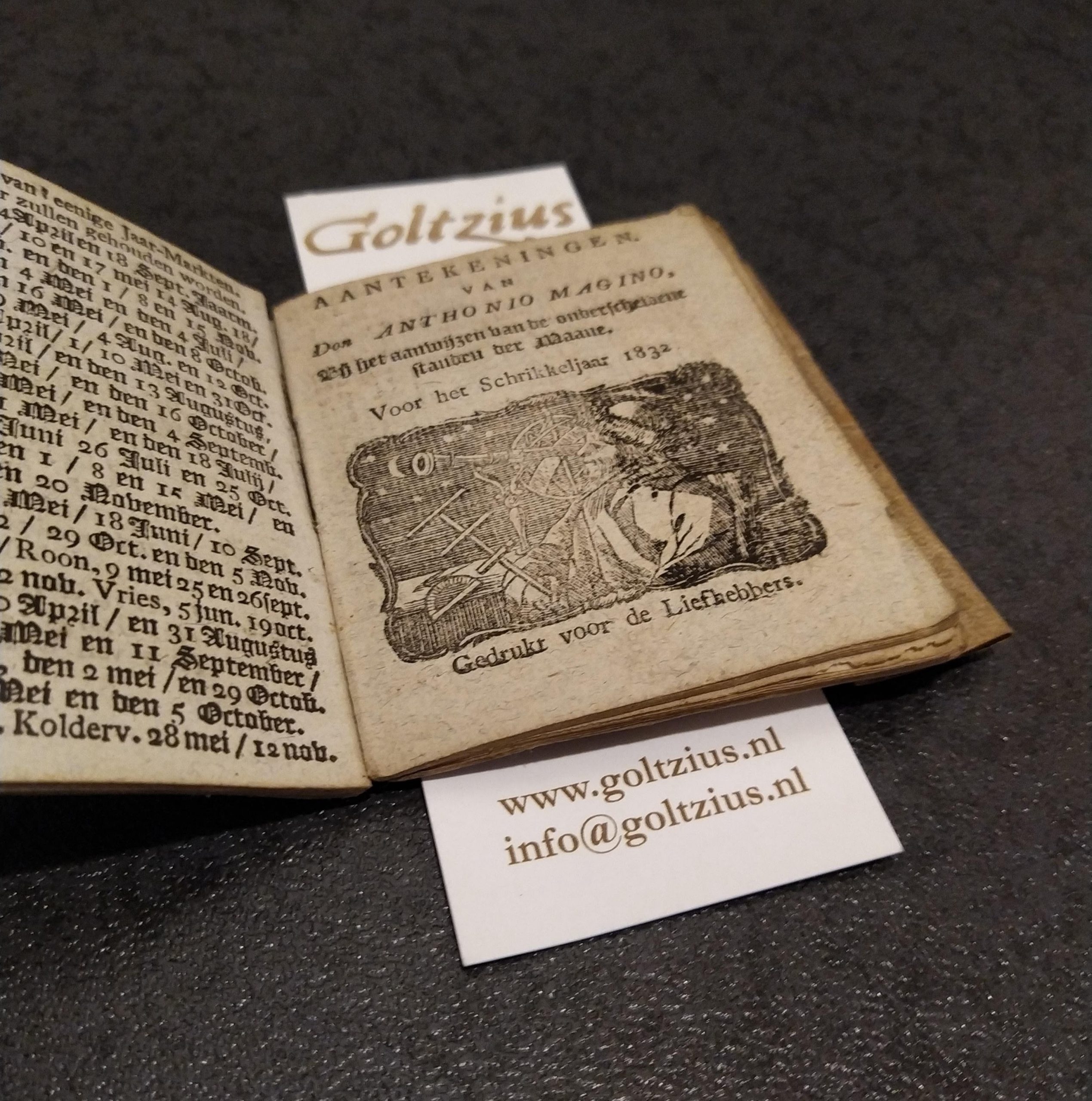 Steenwijker almanak, voor het schrikkeljaar 1832. Doorzien met alle de jaarmarkten, kermissen, paarde-, beeste- en leermarkten, de maans op- en ondergang: en al wat tot een tijdwijzer behoord. De Zon en Feestdagen zijn met een Romeinsche letter gezet.