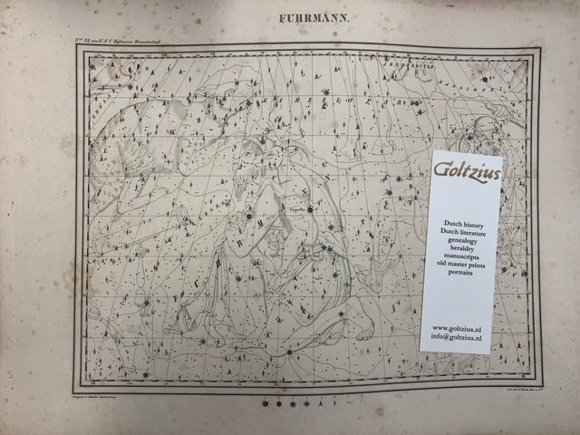 HOFFMANN, K.F.V., Fuhrmann: from Vollstandiger Himmels-Atlas fur Freunde und Liebhaber der Sternkunde (...) gezeichnet von Karl Friedrich Vollrath Hoffmann Stich und Druck der lithografische Anstalt Pobuda & Rees.