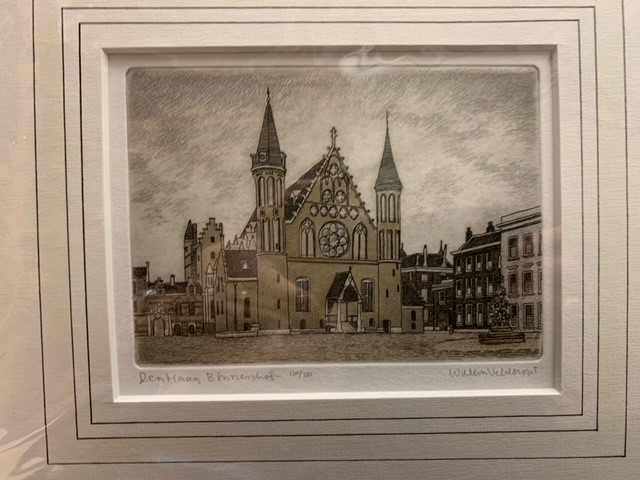 VELDHORST, W.A., Den Haag Binnenhof 82/250 original etching by Willem Veldhorst.
