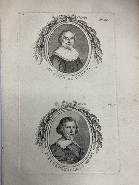 Mr. Hugo de Groot, Pieter Cornelsz: Hooft, engraved portraits.