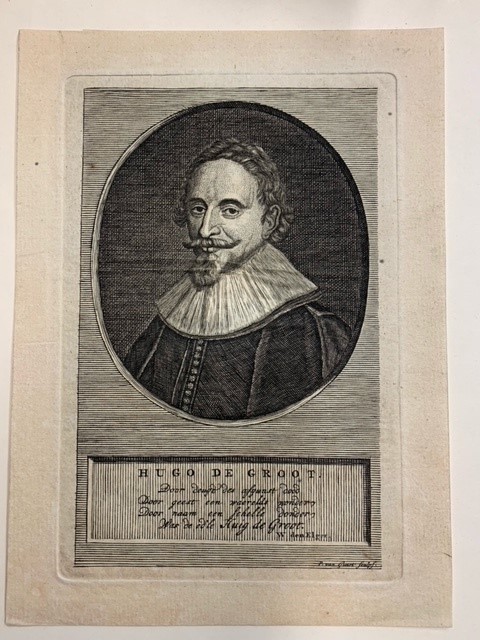 Hugo de Groot, portrait of Hugo Grotius, engraving by P. van Gunst.