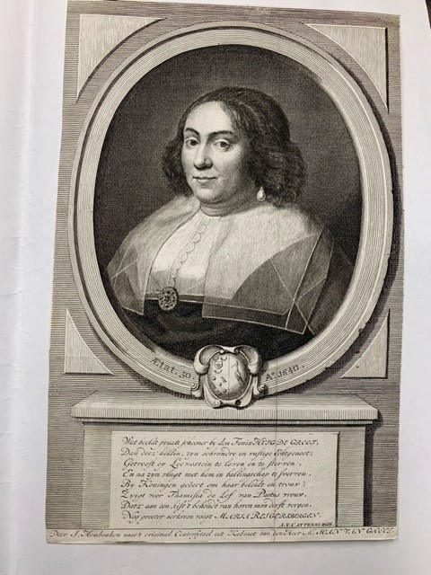 Maria van Reigersbergen/Reichersbergh Aetat 50. Ao 1640, engraved portrait by J. Houbraken after the original painting from the collection of Mr. Joan van Gheel.