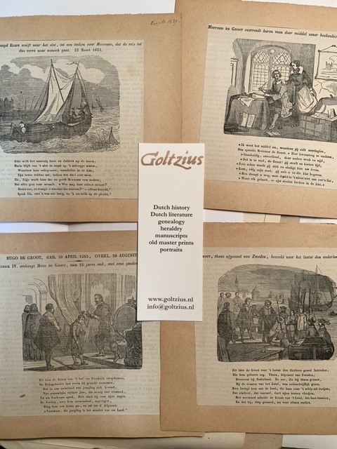 Collection of four woodcut prints possibly from Penningmagazijn voor de Jeugd.