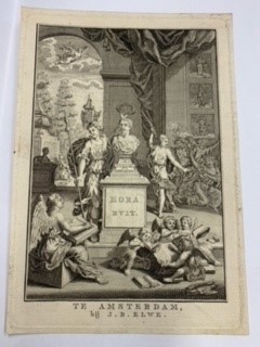 Engraved titlepage, Hora Ruit (with bust of Hugo de Groot, Hugo Grotius)