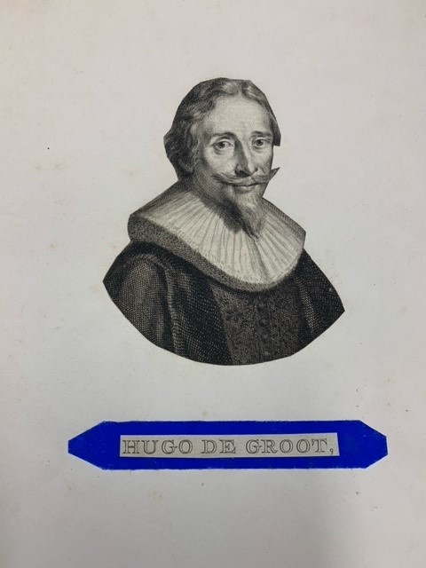 Portrait of Hugo de Groot, Hugo Grotius by J. Houbraken (adapted form)