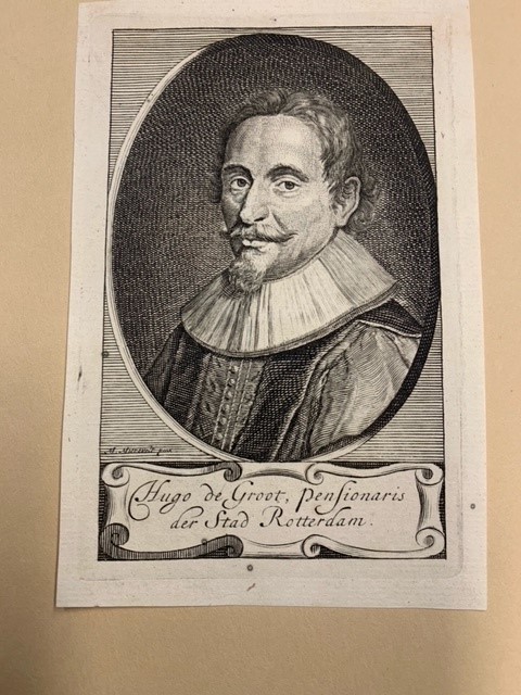  - Hugo de Groot, pensionaris der Stad Rotterdam, engraved portrait after M. Mierevelt possibly by H. Bary.