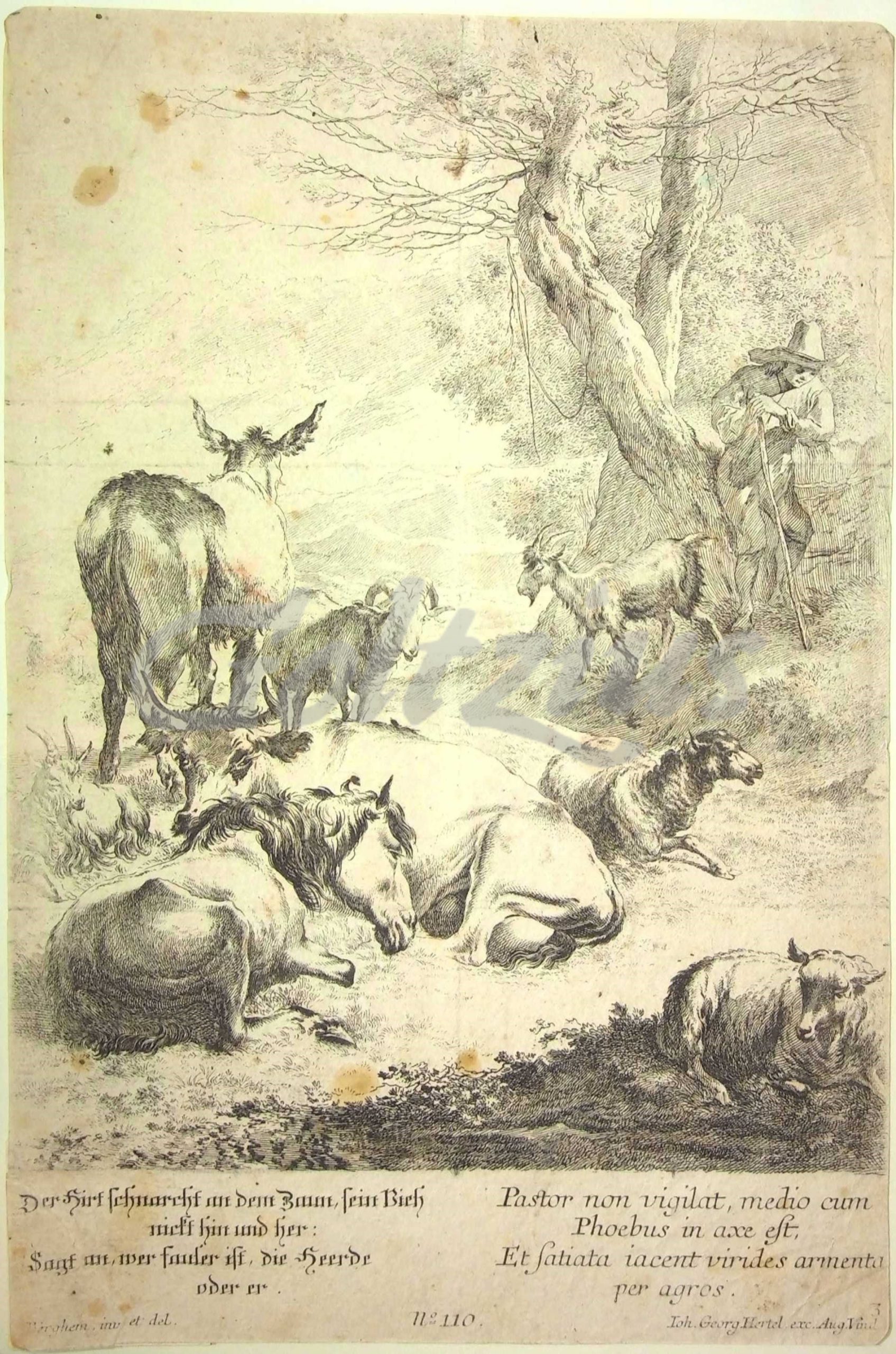 HERTEL, JOHANN GEORG (II), Resting herd in a landscape