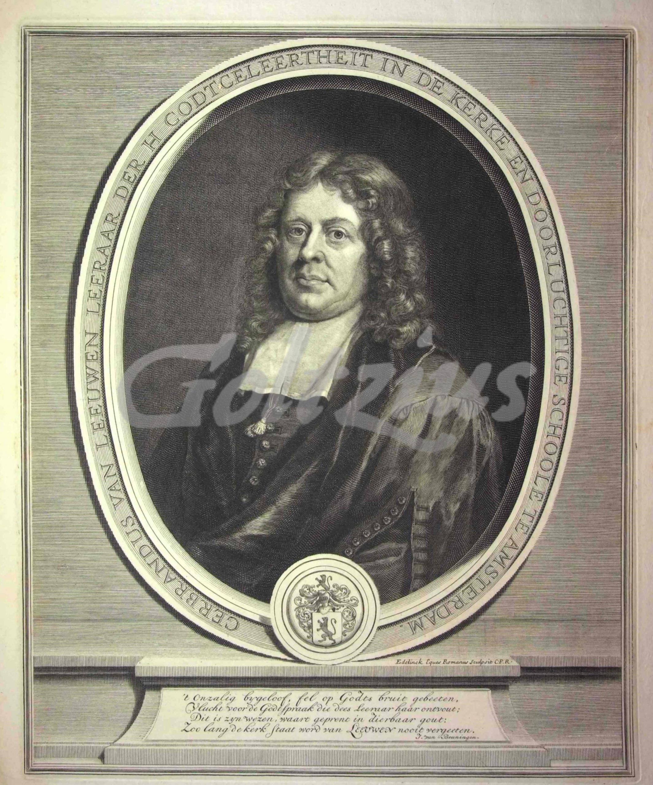 EDELINCK, GERARD, Portrait of Gebrand van Leeuwen
