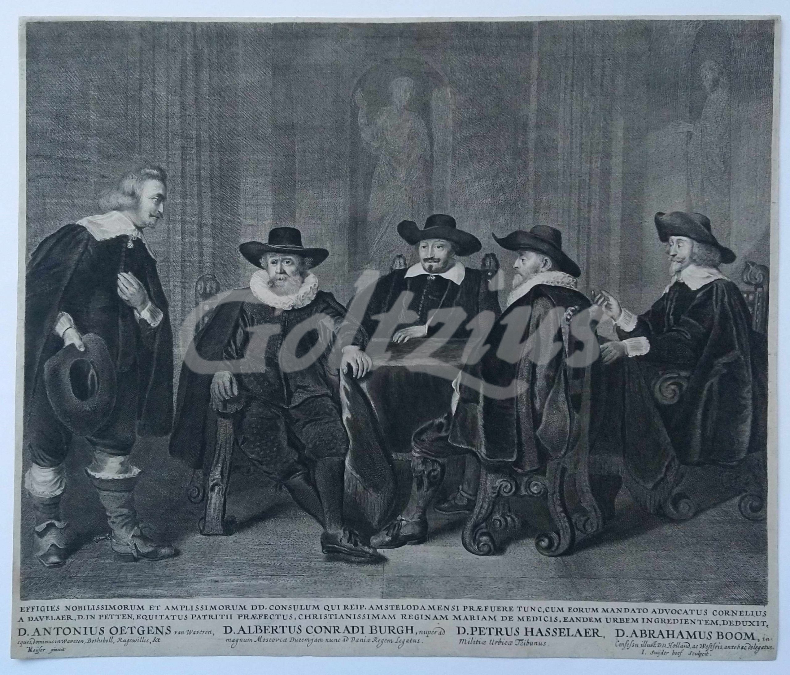 SUYDERHOEF, JONAS, Four burgomasters of Amsterdam awaiting Marie de Medici