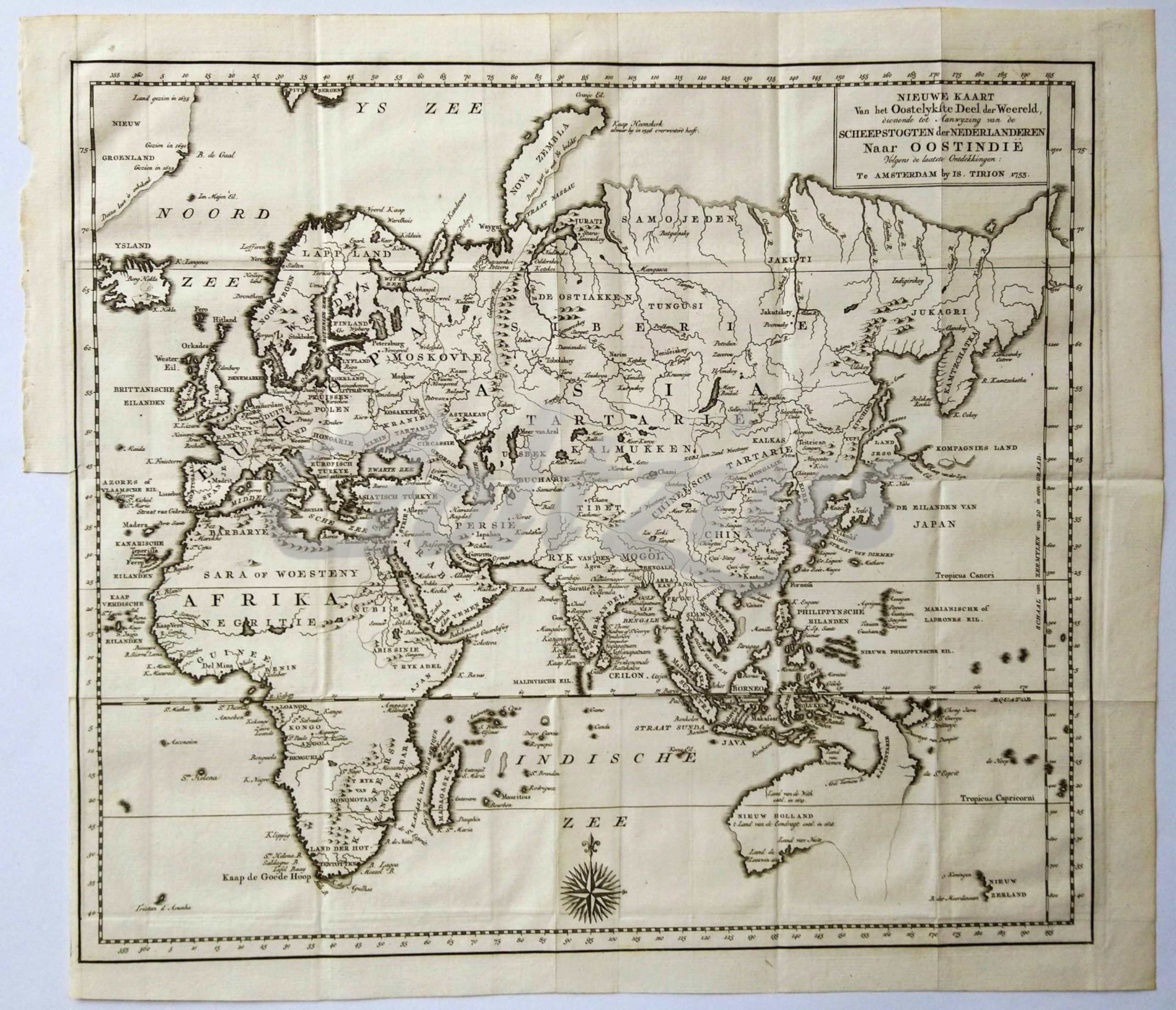 TIRION, IS., Nieuwe kaart van het Oostelykste Deel der Weereld