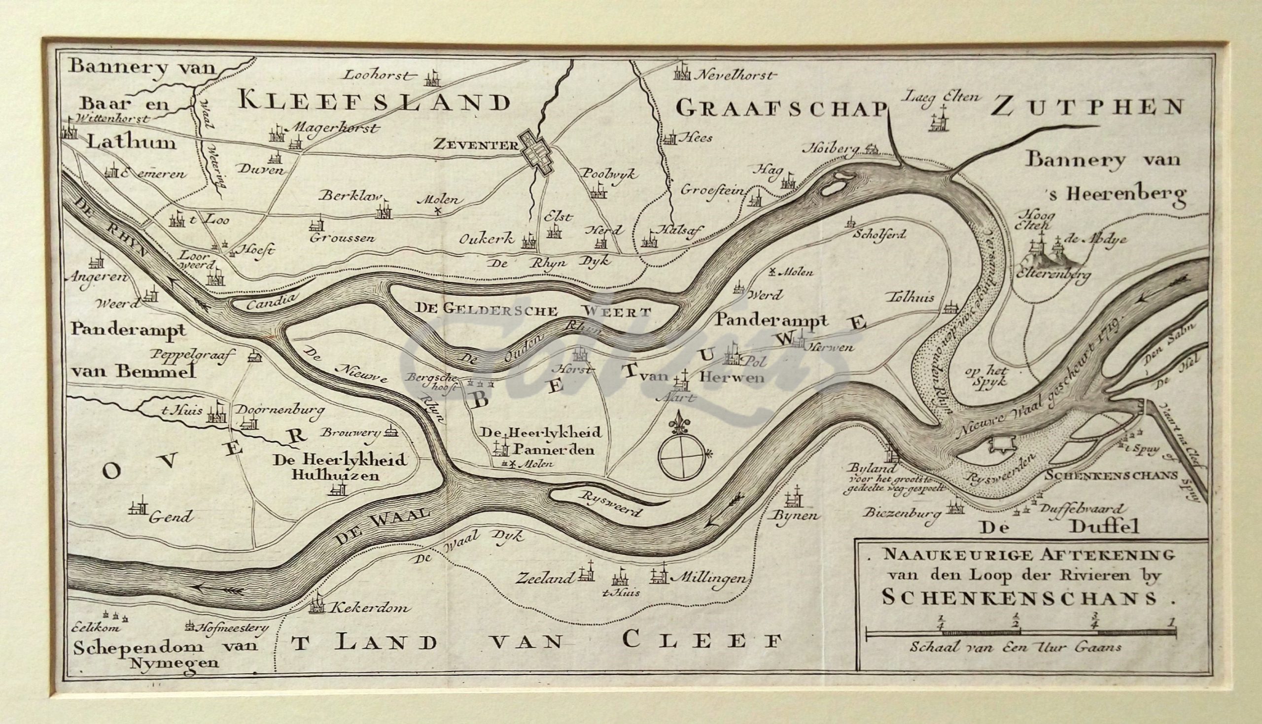 TIRION, IS., Naaukeurige aftekening van den loop der rivieren by Schenkenschans