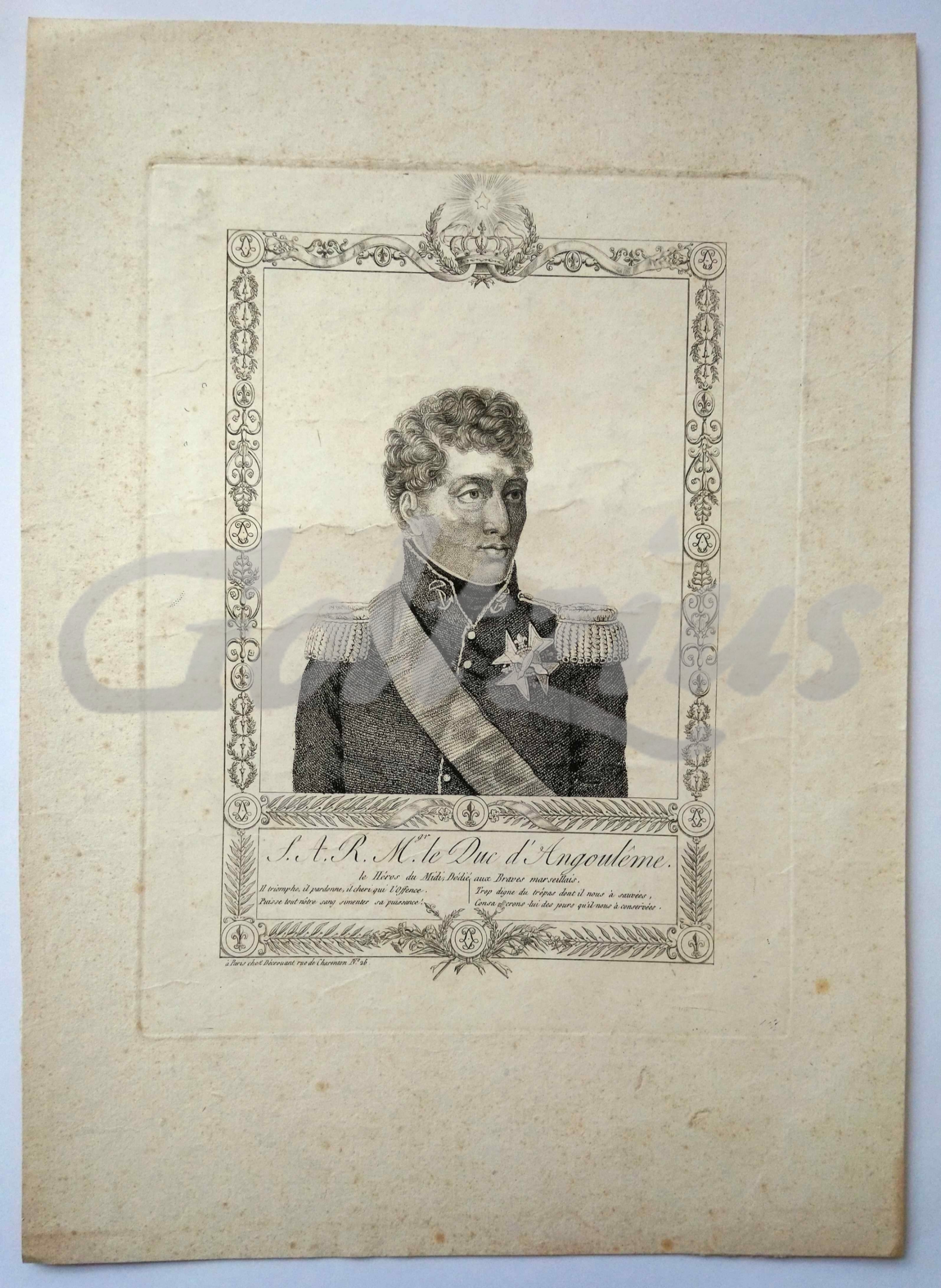 DCROUAN, MICHEL, - Portrait of Louis Antoine de Bourbon, Duc d'Angoulme