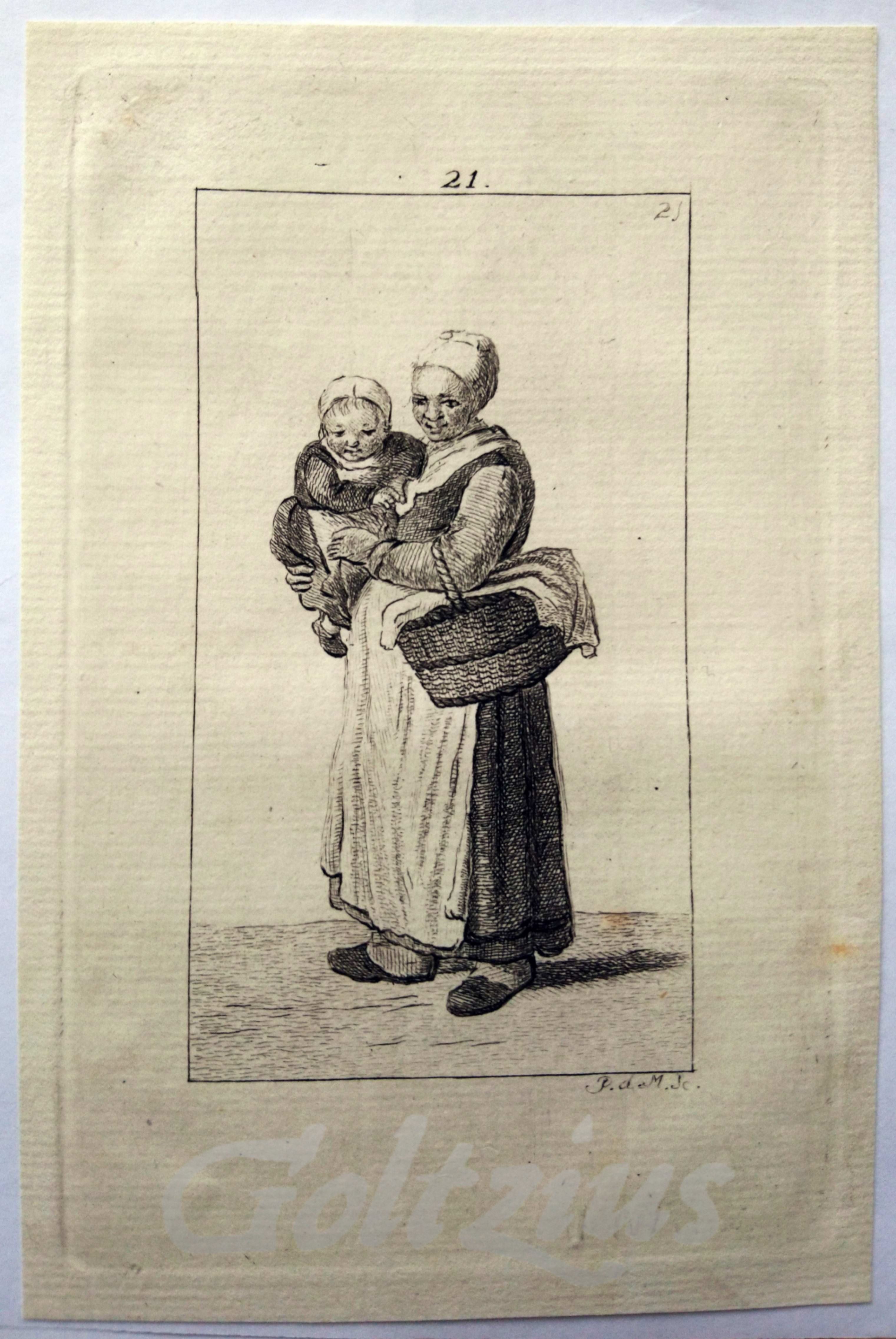 MARE, PIETER DE (1757-1796), Woman with child and basket