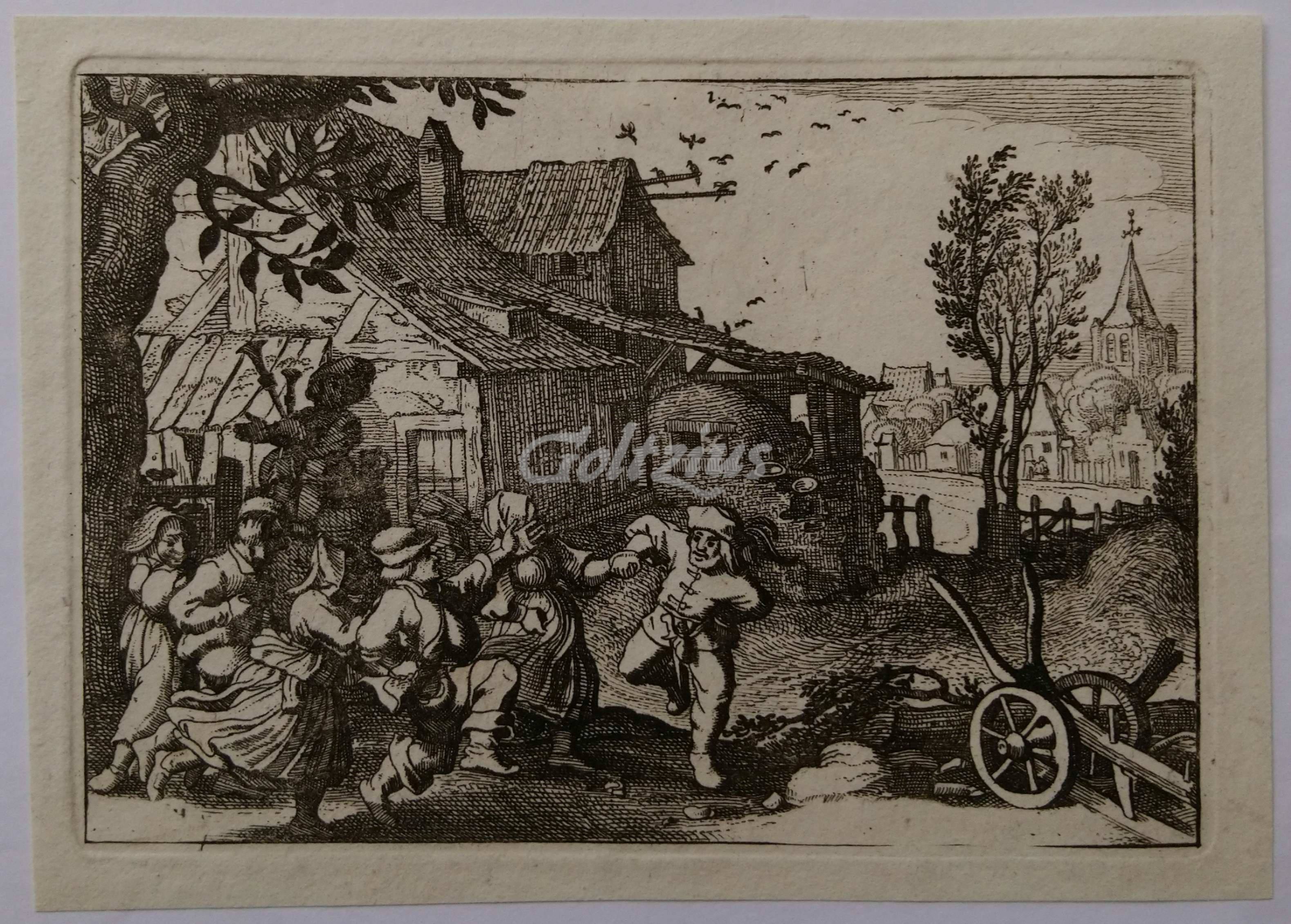 ANONYMOUS, Dancing peasants in a village