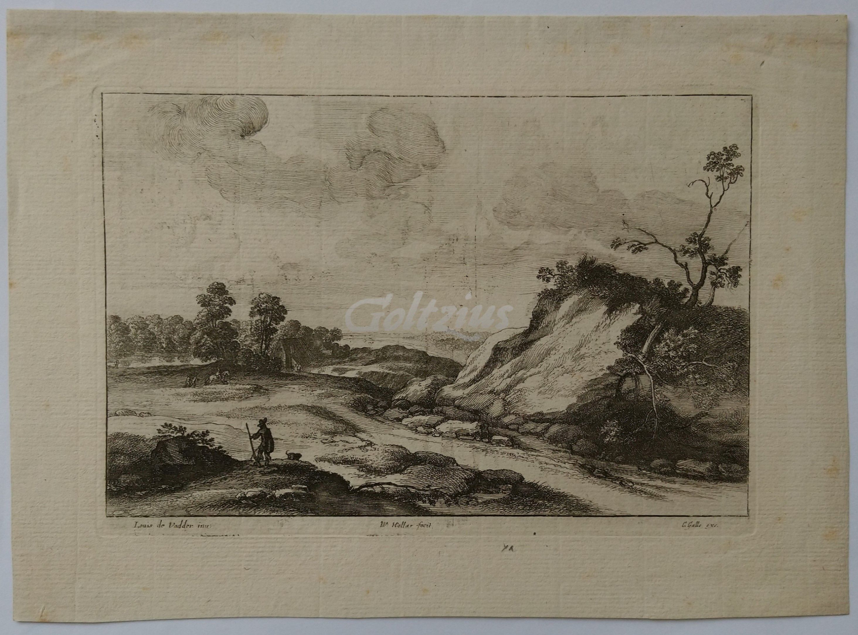 HOLLAR, WENCESLAUS (1607-1677), Landscape with hunter