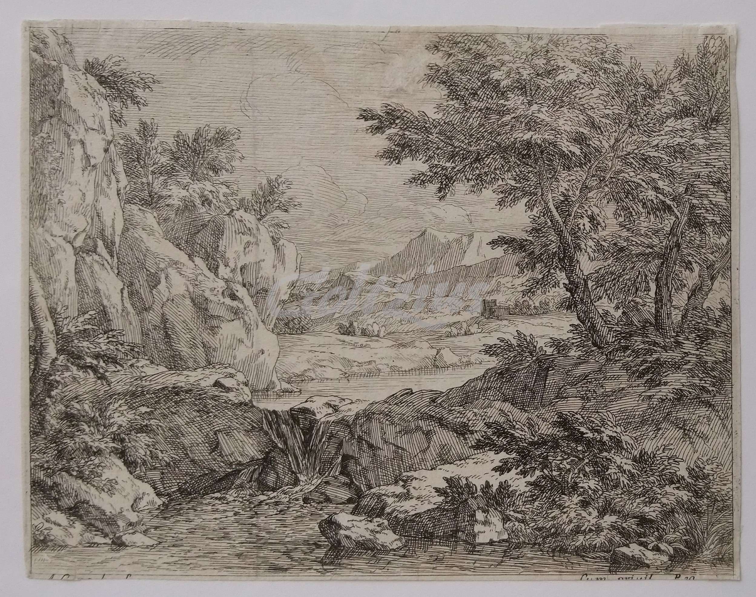 GENOELS, ABRAHAM, Landscape with waterfall