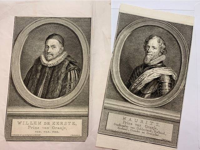 HOUBRAKEN, J., Two engraved portraits: Willem de Eerste and Maurits by J. Houbraken.