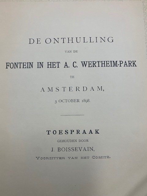 BOISSEVAIN, J., Ter nagedachtenis aan A.C. Wertheim,