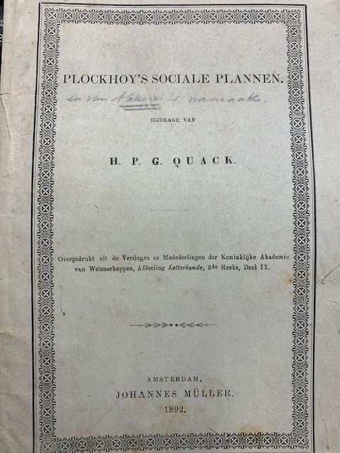 QUACK,  H.P.G., Plockhoy's sociale plannen.