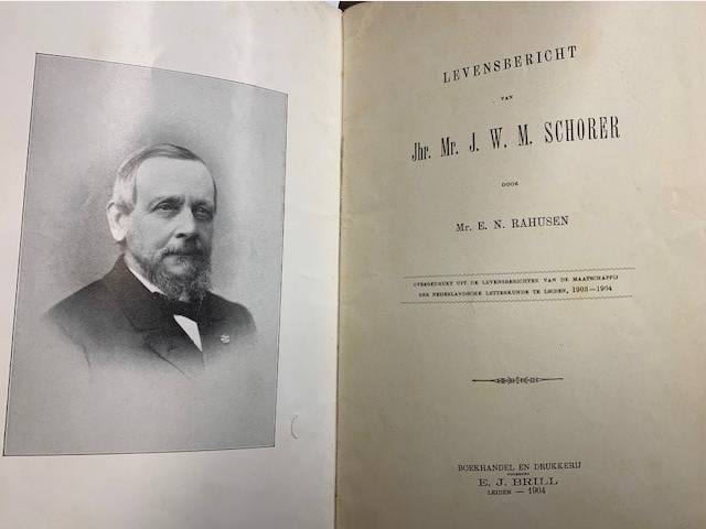 RAHUSEN, E.N., Levensbericht van Jhr. Mr. J.W.M. Schorer.