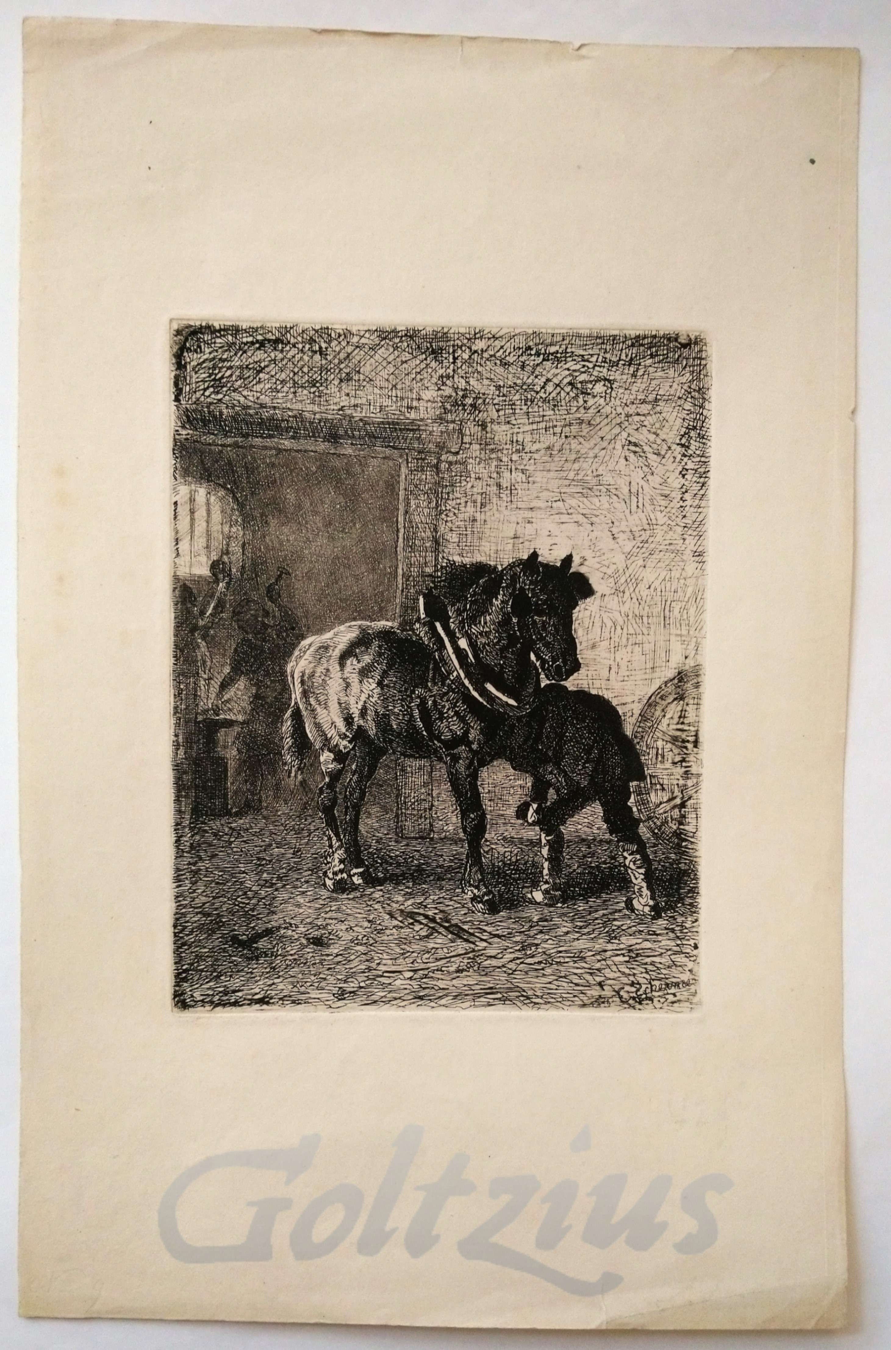 SCHERMER, CORNELIS, Horse being shod in a smithy