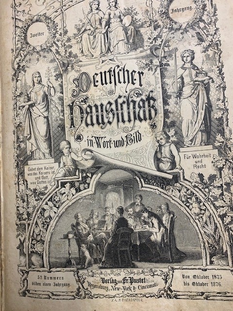 Deutscher Hausschatz : Illustrierte Familienzeitschrift : Zweiter Jahrgang : No. 1-52 : Oktober 1875 bis Oktober 1876: (mit Titelprägung).