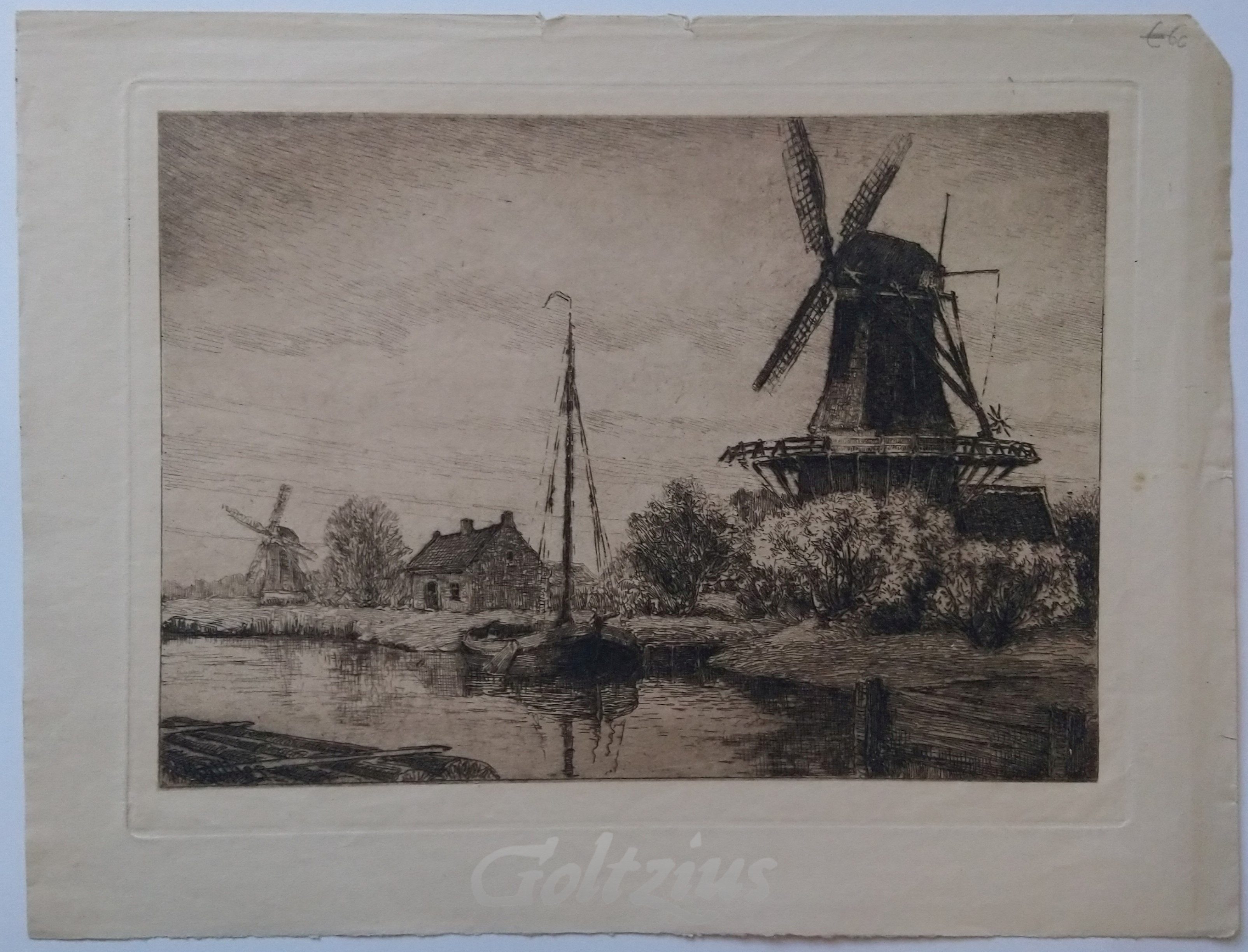 MATTHES, OSKAR PAUL, Landscape with windmills along a canal