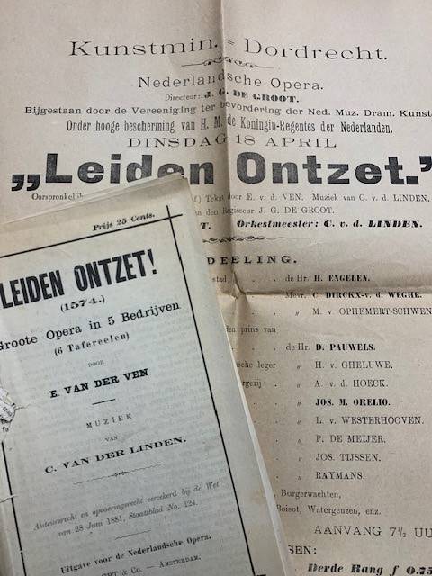 VEN, E. VAN DER, Leiden ontzet! (1574.) Groote opera in 5 bedrijven (6 tafereelen) door E. van der Ven. Muziek van C. van der Linden.