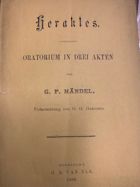 HANDEL, G.F., Herakles, oratorium in drei akten. Uebersetzung G.G. Gervinus.