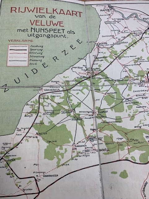 Rijwielkaart van de Veluwe met Nunspeet als uitgangspunt.