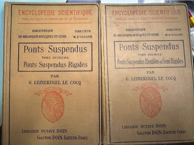 LEINEKUGEL LE COCQ, G., Ponts suspendus. ponts suspendus flexibles et Semi Rigides, Ponts Suspendus Rigides.Complete set in two volumes.