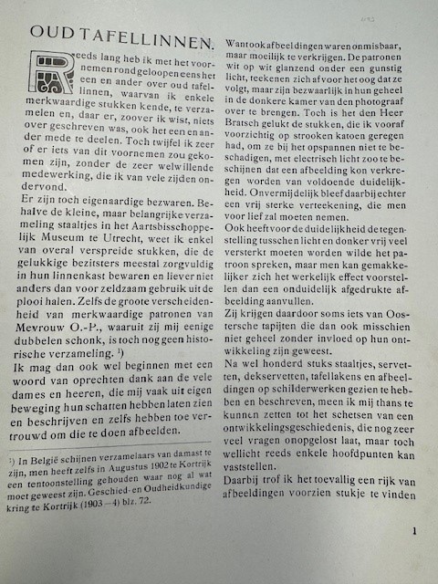 SIX, J., Oud tafellinnen.