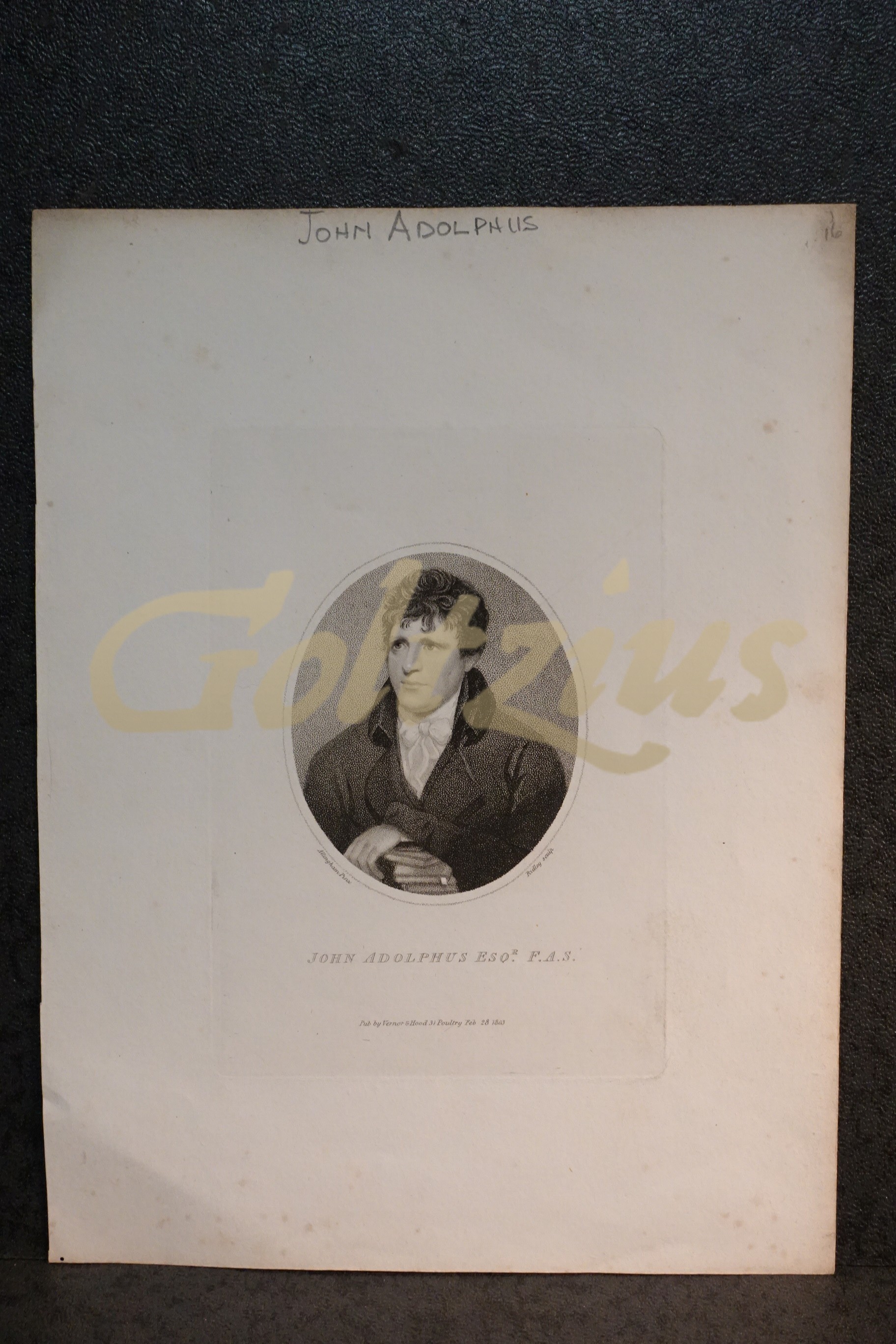 Stipple engraving of John Adolhpus.