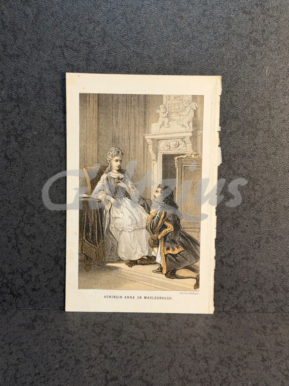 Lithography of Queen Anne and the Duke of Marlborough