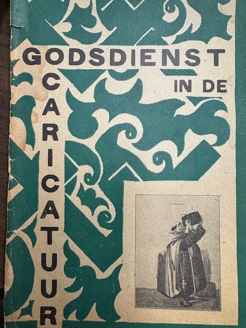 CONSTANDSE, A.L., Godsdient in de caricatuur. Tekst en teekeningen verzameld door A.L. Constandse met 34 illustraties.