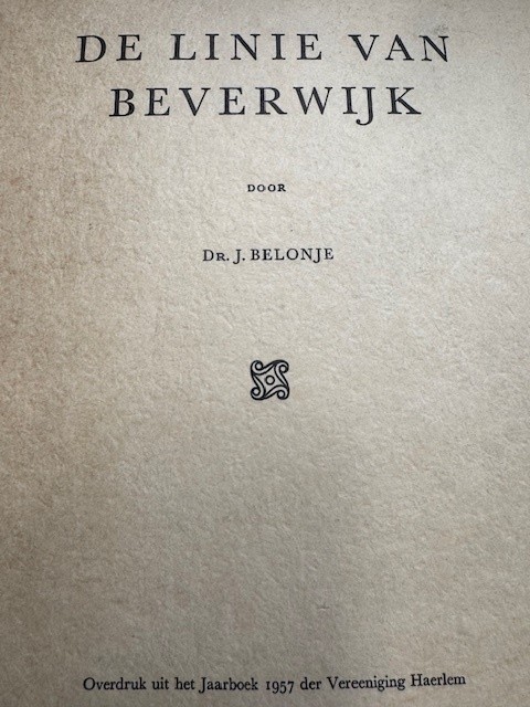 BELONJE, J., De linie van Beverwijk.
