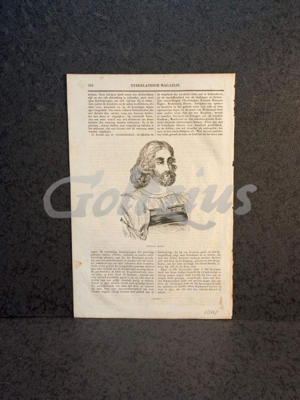 Portrait of Ludovico Ariosto in Nederlandsch Magazijn