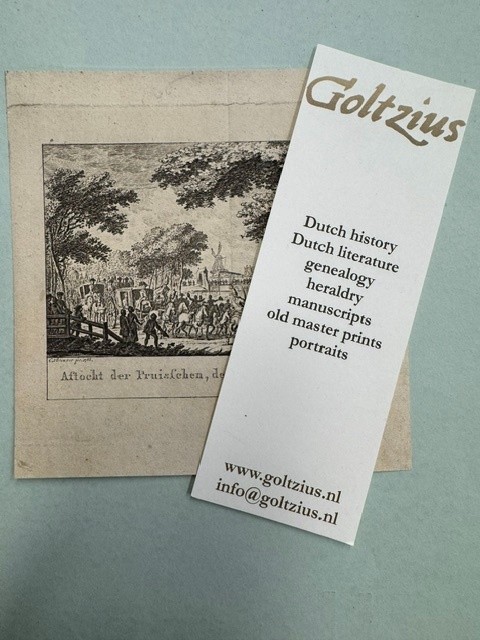 Aftocht der Pruisschen, den 29ste April 1788. Engraving.