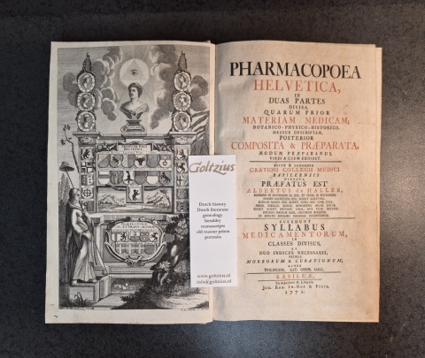 Pharmacopoea Helvetica, in duas partes divisa, divisa, quarum prior materiam medicam, botanico-physico-historico-medice descriptam, posterior composita & praeparata, modum praeparandi vires & usum exhibet. Scitu & consensu gratiosi collegii medici basilee