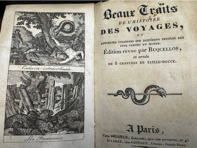Beaux Traits de l'histoire des voyages ou Anecdotes curieuses sur différens peuples des cinq parties du monde, édition revue par Buqcellos (S. Blocquel).