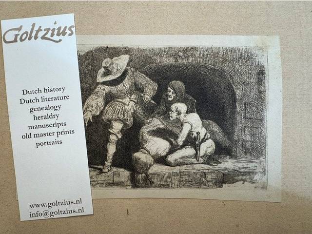 BUSCHMANN, F.G., Antique Master print-genre, muder, knife, disposing of body by Francois Gustave Buschmann.