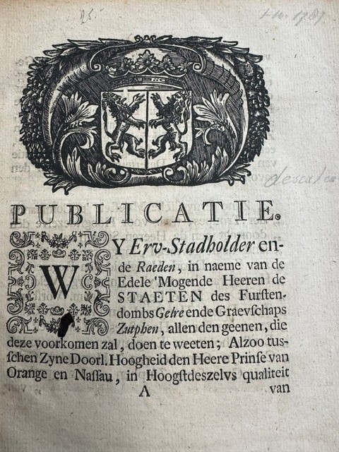Publicatie d.d. 1 October 1787 concerning deserteurs/deserters