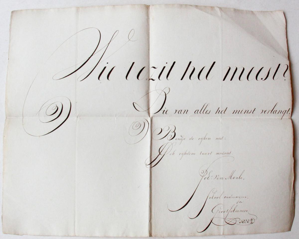  - Calligraphed Dutch saying (Kalligrafie).